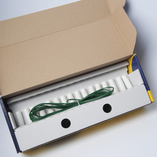 Vianočná reťaz biele objímky bez žiaroviek s vložkou v krabici, pre 16ks/14V žiarovky 