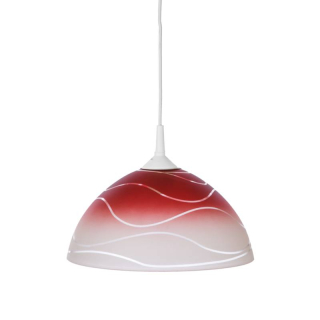Sklenené tienidlo bielo-červené s vlnovkami pre závit E27 (42mm), priemer 30cm 