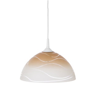 Sklenené tienidlo bielo-hnedé s vlnovkami pre závit E27 (42mm), priemer 30cm 