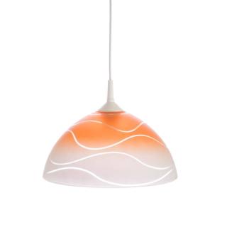 Sklenené tienidlo bielo-oranžové s vlnovkami pre závit E27 (42mm), priemer 30cm 