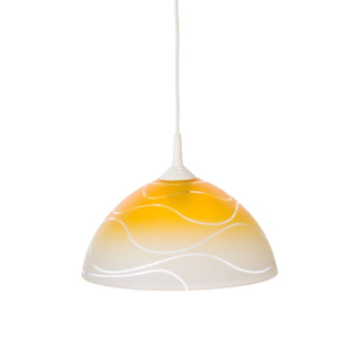 Sklenené tienidlo bielo-žlté s vlnovkami pre závit E27 (42mm), priemer 30cm 