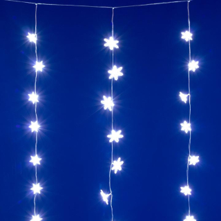 Vnútorný záves snehové vločky 50LED studená biela, 1,35m x 1,05m