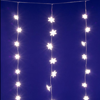 Vnútorný záves snehové vločky 50LED teplá biela, 1,35m x 1,05m