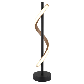 WATKINS stolná lampa čierna/imitácia dreva LED 12,5W LED 3000K, výška: 49,3cm