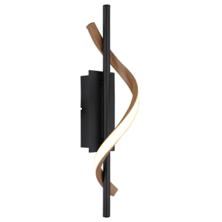 WATKINS nástenné svietidlo čierne/imitácia dreva LED 12,5W LED 3000K, 46x10x13cm