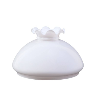 Náhradné tienidlo priemer 23,4cm petrolejkové lesklé biele vlnovkové 