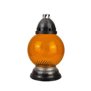 Sklenený náhrobný kahanec bez náplne oranžový točený/strieborný s ornamentom výška: 31,5cm