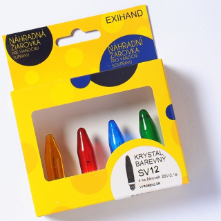 Kryštál farebná žiarovka 20V, blister 4ks