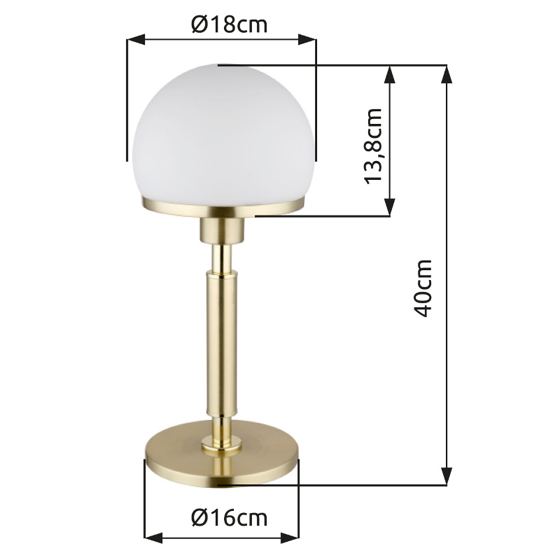 HAKU nočná lampa mosadz/biela 1xE27/40W, výška: 40cm
