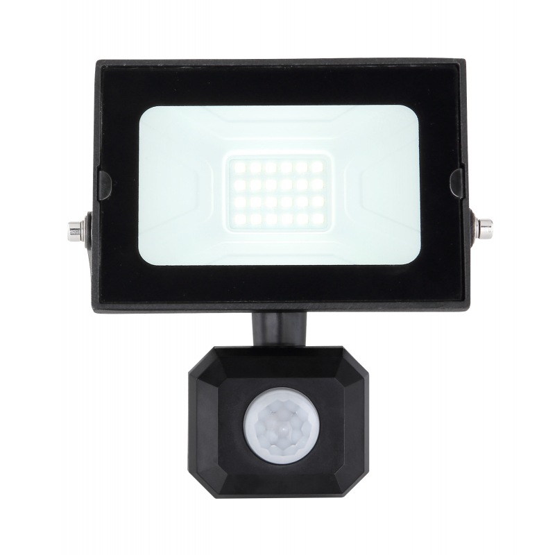 HELGA ledkový reflektor čierny so senzorom 20W/6000K IP44