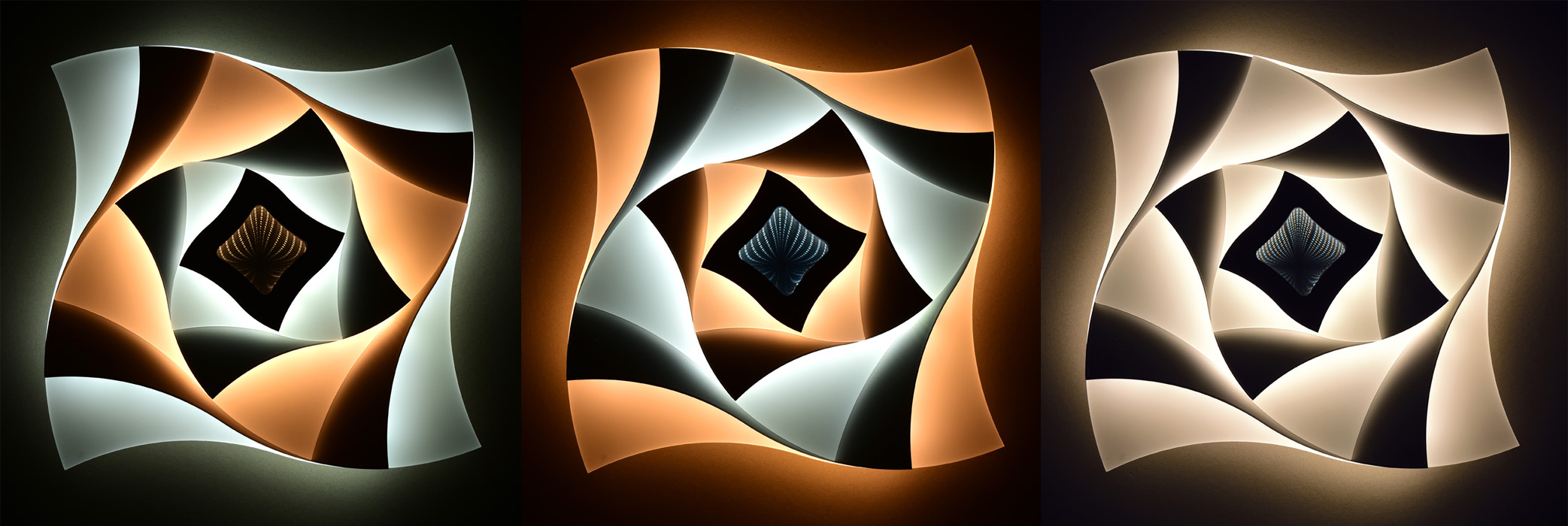 INDI dizajnové stropné/nástenné svietidlo s diaľkovým ovládačom s 3D efektom LED/70W, 50x50cm