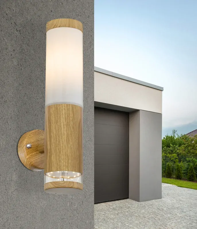 JAICY vonkajšie nástenné svietidlo imitácia dreva 1xE27/15W + 1xLED/1,2W/3000K IP44