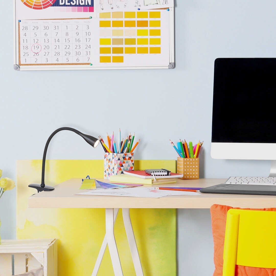 JEFF ledková stolná lampa čierna na štipci 4,5W/3000K