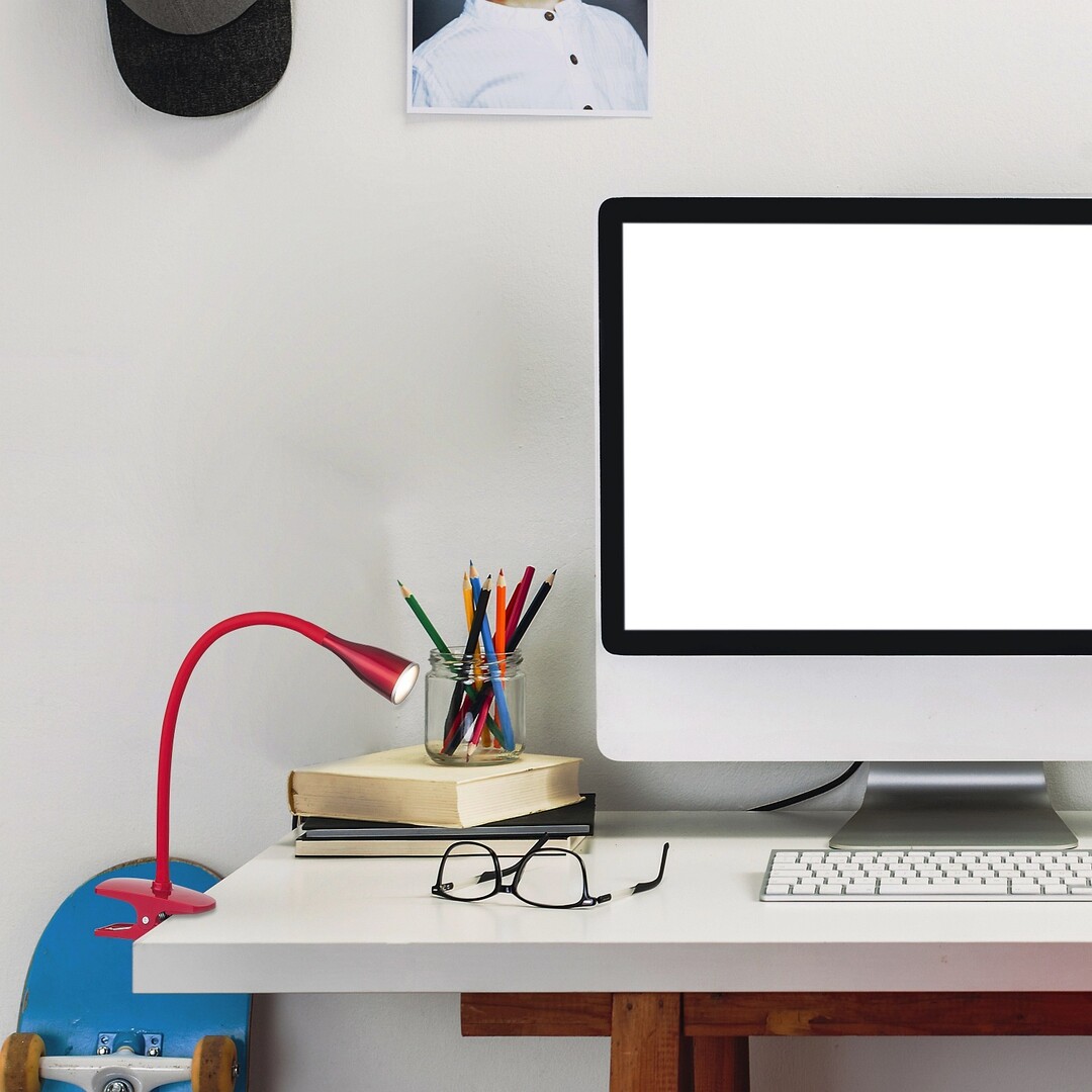 JEFF ledková stolná lampa červená na štipci 4,5W/3000K