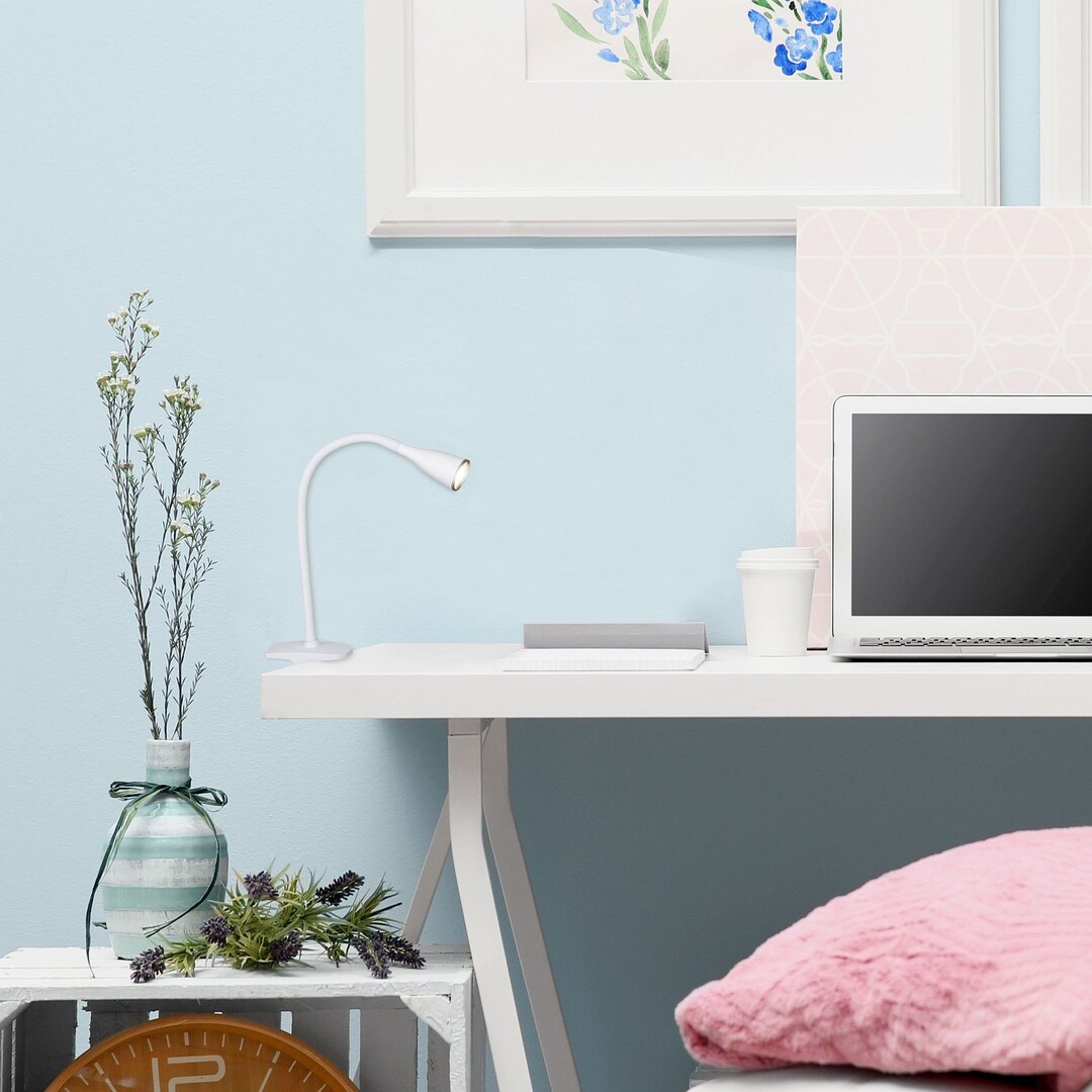 JEFF ledková stolná lampa biela na štipci 4,5W/3000K