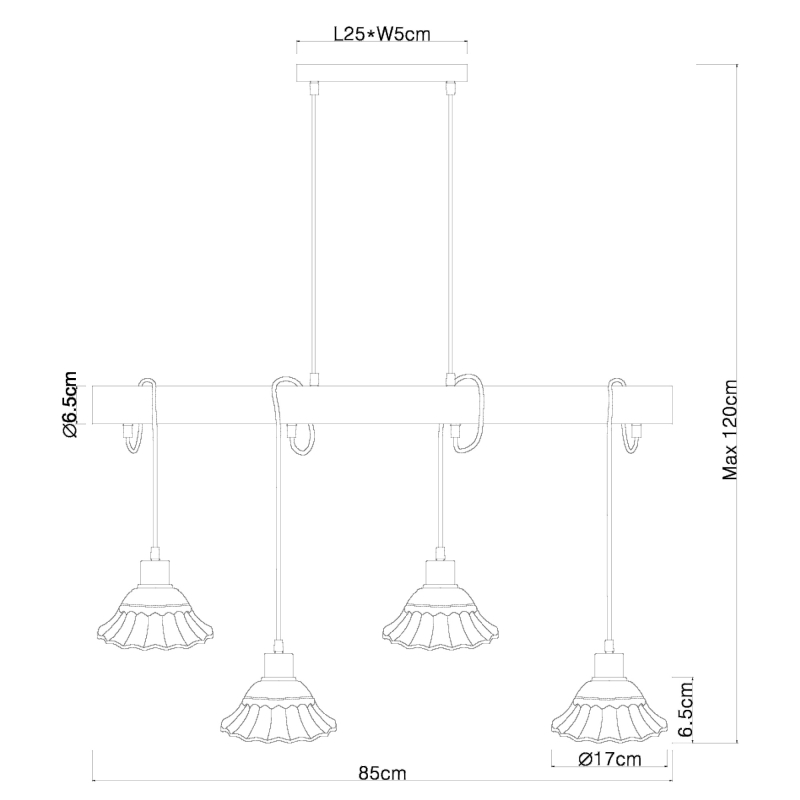 JOWITA visiace svietidlo kov/keramika bielo-čierne 4xE27/40W