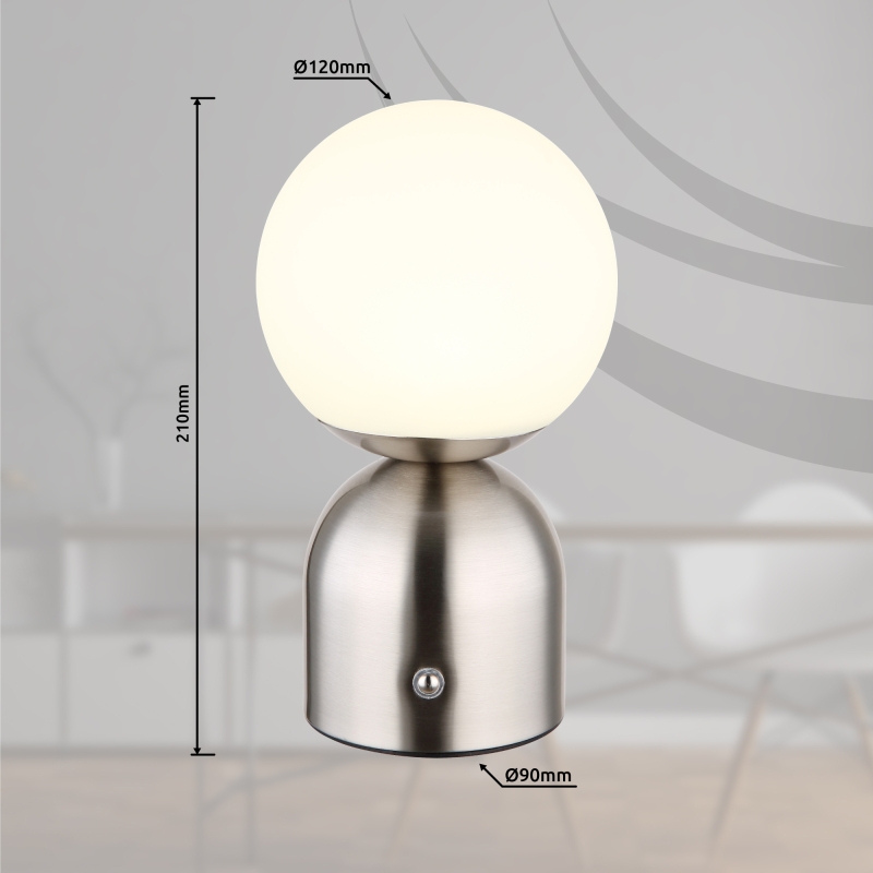 JULSY dekoračná stolná lampa stmievateľná matný nikel/biela LED/2,5W/5V, 2700-4000-6500K