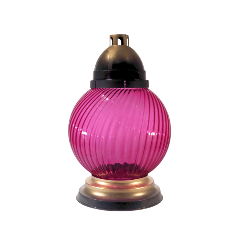 Sklenený náhrobný kahanec bez náplne ružový točený/zlatý tieňovaný výška: 31,5cm