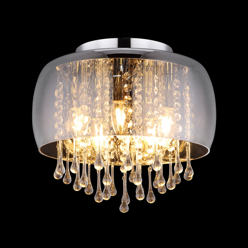 KALLA stropný luster dymový s krištálikmi 5xE14/25W, priemer: 35cm