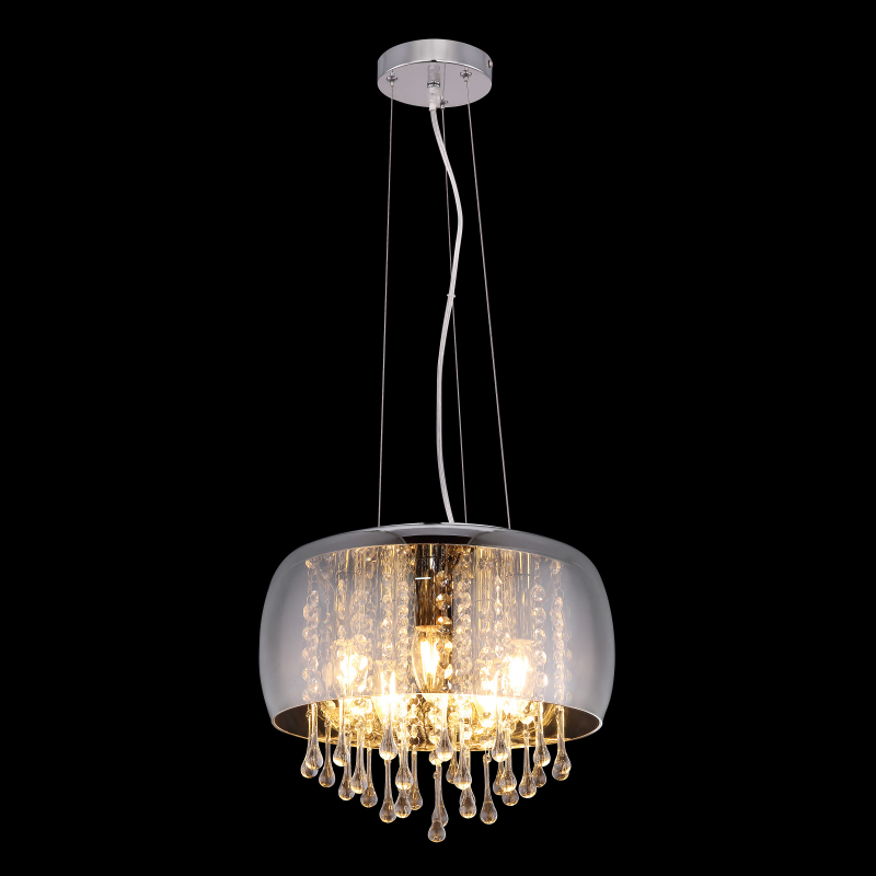 KALLA visiaci luster dymový s krištálikmi 5xE14/25W, priemer: 35cm
