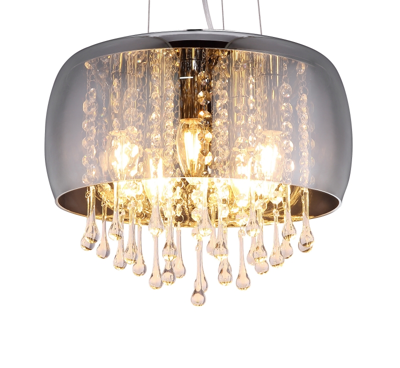 KALLA visiaci luster dymový s krištálikmi 5xE14/25W, priemer: 35cm