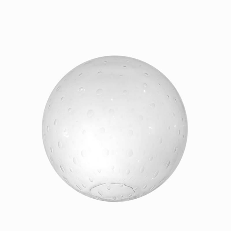 Náhradné tienidlo guľka priemer 25cm, montážny otvor: 8cm číra s oválnymi bublinkami