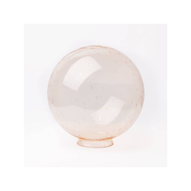 Náhradné tienidlo guľa premer 25cm béžová číra s bublinkami a hrdlom, montážny otvor: 10cm