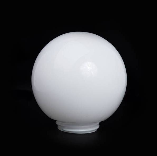 Náhradné tienidlo guľa so závitom priemer 20cm, montážny otvor: 8,45cm lesklá biela