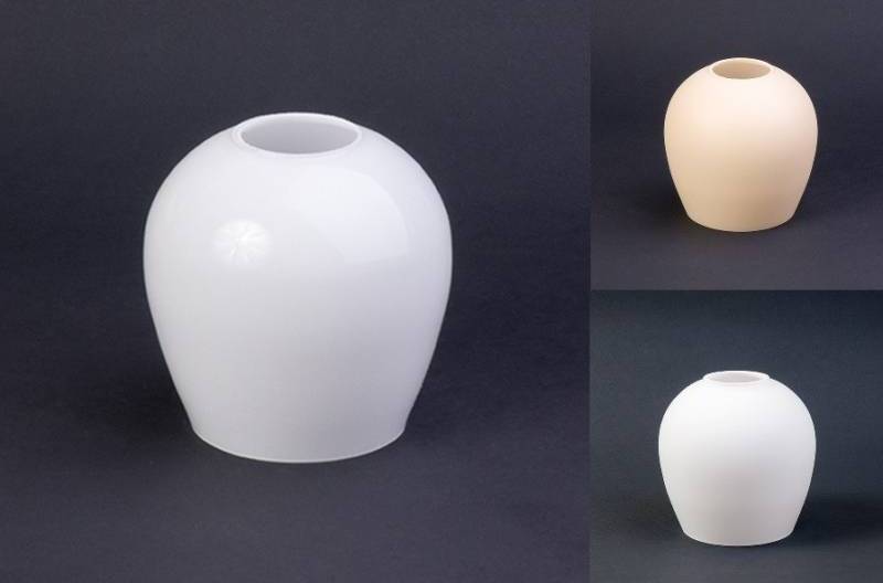 Sklenené tienidlo montážny otvor 45mm biele lesklé priemer 12cm