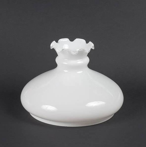 Náhradné tienidlo priemer 23cm petrolejkové biele lesklé - vlnovkové