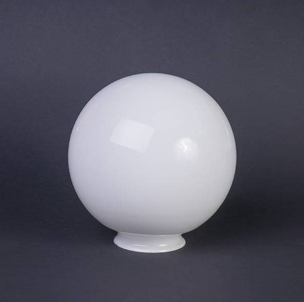 Náhradné tienidlo guľa s hrdlom priemer 20cm, montážny otvor: 9cm lesklá biela