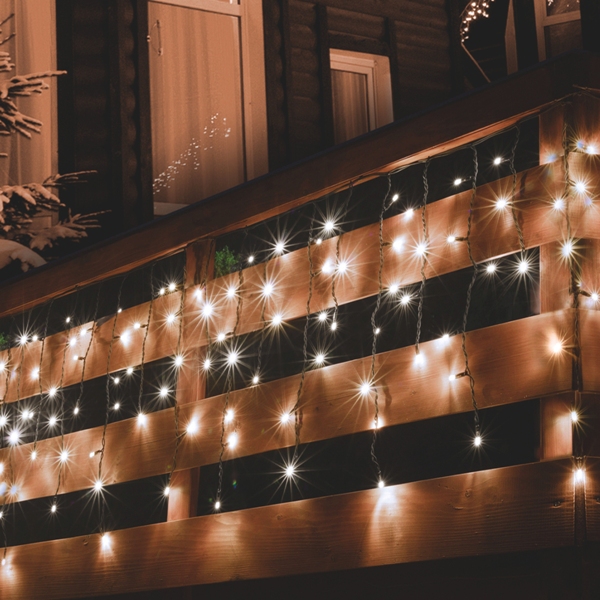 Spájateľný vonkajší záves čierny kábel 200LED teplá biela, 4m