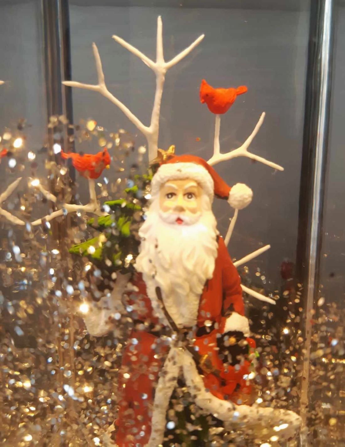 Svietiaci lampáš s MIKULÁŠOM s efektom sneženia a hudbou 1xLED teplá biela