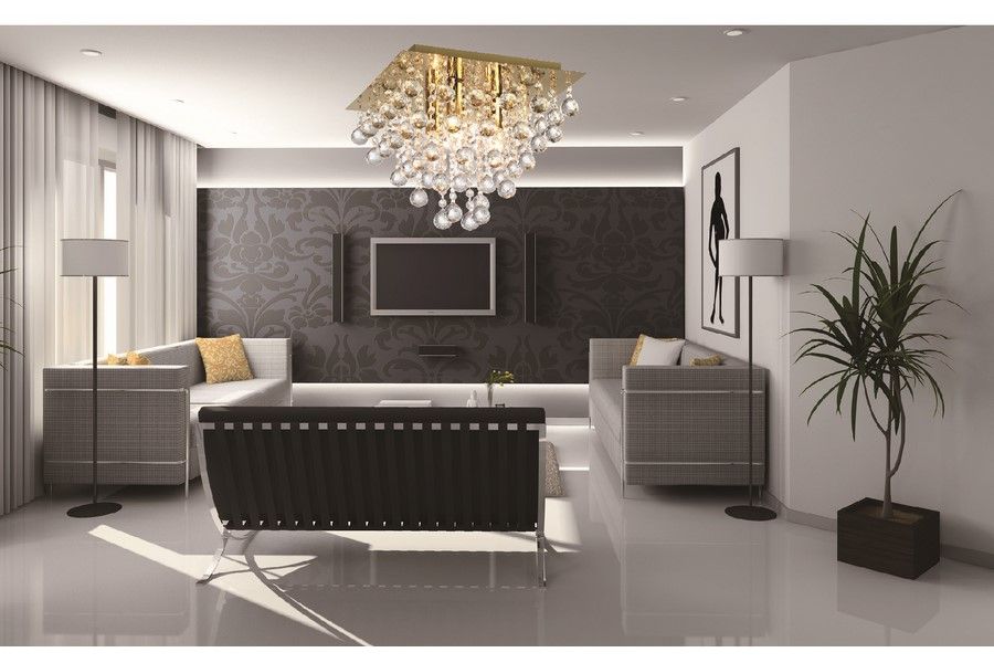 LANCASTER CRYSTAL krištáľový stropný luster zlatý 3xE14/40W, 32x32cm