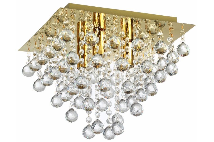 LANCASTER CRYSTAL krištáľový stropný luster zlatý 3xE14/40W, 32x32cm