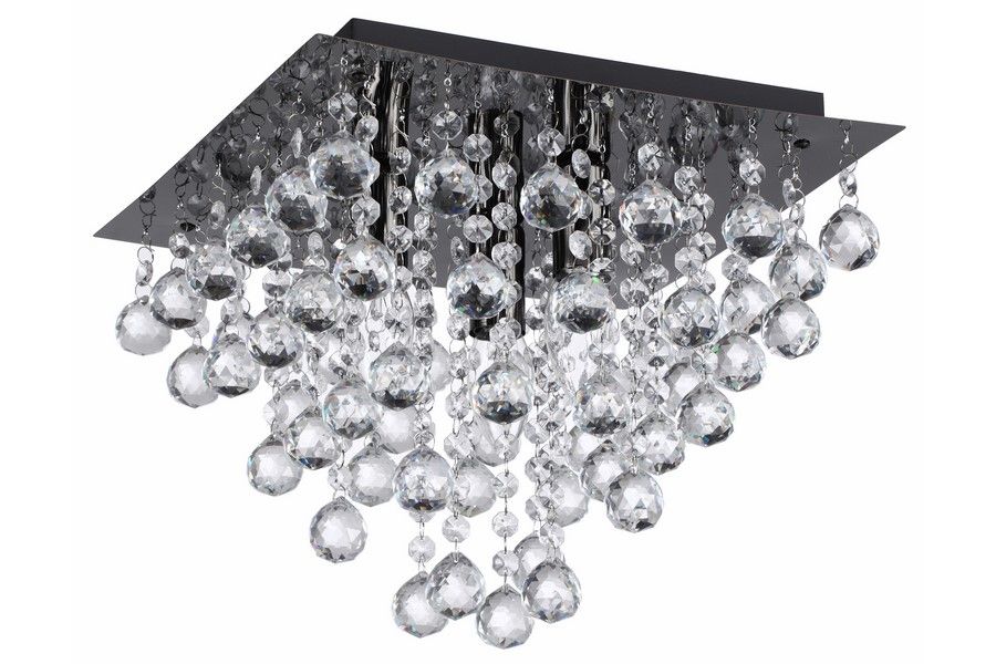 LANCASTER CRYSTAL krištáľový stropný luster čierny 3xE14/40W, 32x32cm