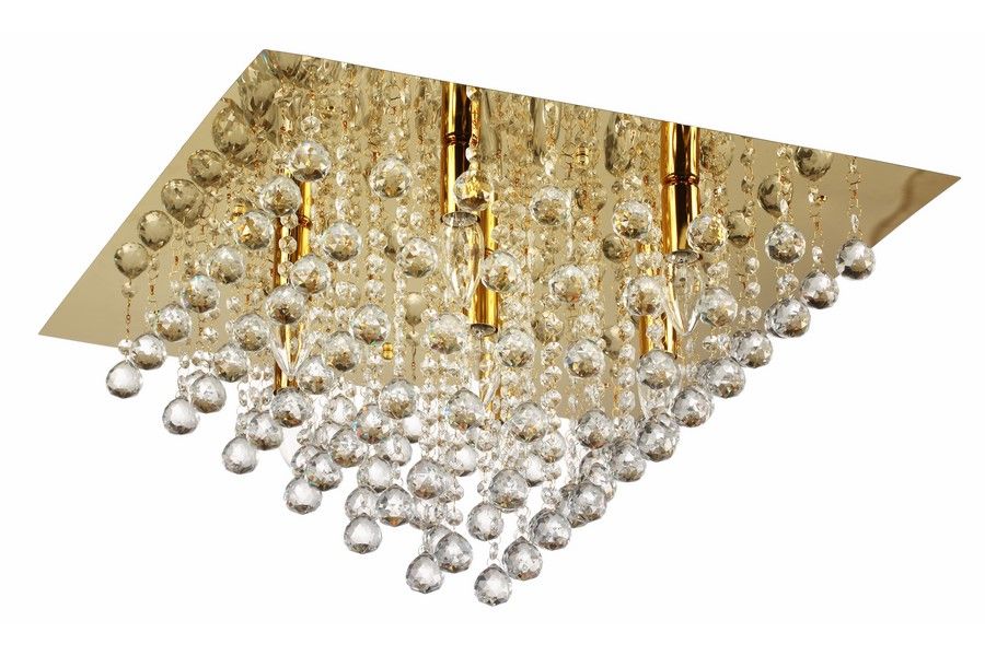 LANCASTER CRYSTAL krištáľový stropný luster zlatý 7xE14/40W, 56x56cm