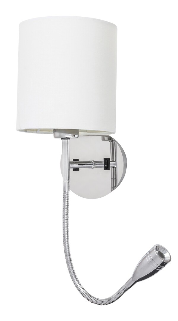 LARKIN nástenné svietidlo s vypínačom chróm/biela 1xE27/40W + 1xLED/3W/2800K