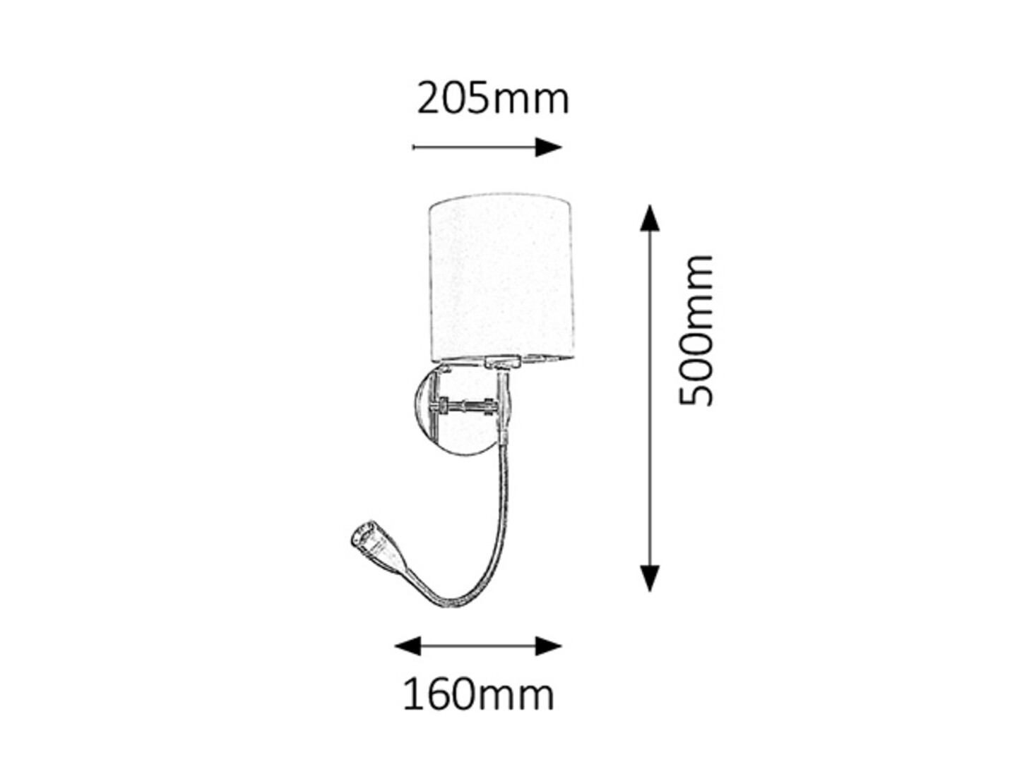 LARKIN nástenné svietidlo s vypínačom chróm/biela 1xE27/40W + 1xLED/3W/2800K