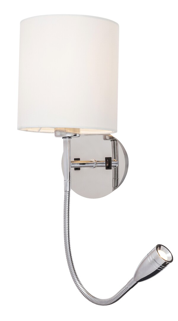 LARKIN nástenné svietidlo s vypínačom chróm/biela 1xE27/40W + 1xLED/3W/2800K