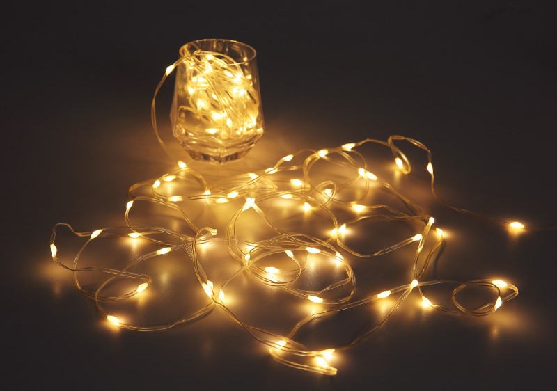 LED reťaz/pásik 100 LED teplá biela/5V 8 svetelných efektov, dĺžka 10m