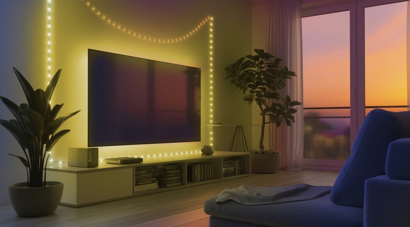 LED reťaz/pásik 100 LED teplá biela/5V 8 svetelných efektov, dĺžka 10m