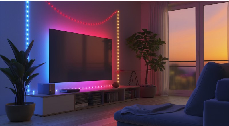 LED reťaz/pásik 50 LED RGB/5V 27 svetelných efektov, dĺžka 5m