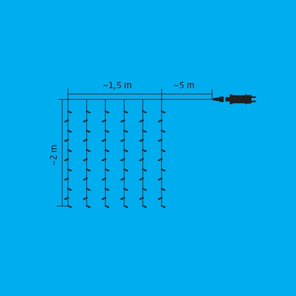 Vonkajší svietiaci záves 120 RGB LED iSPARKLE SMART ovládanie aplikáciou, 1,5x2m
