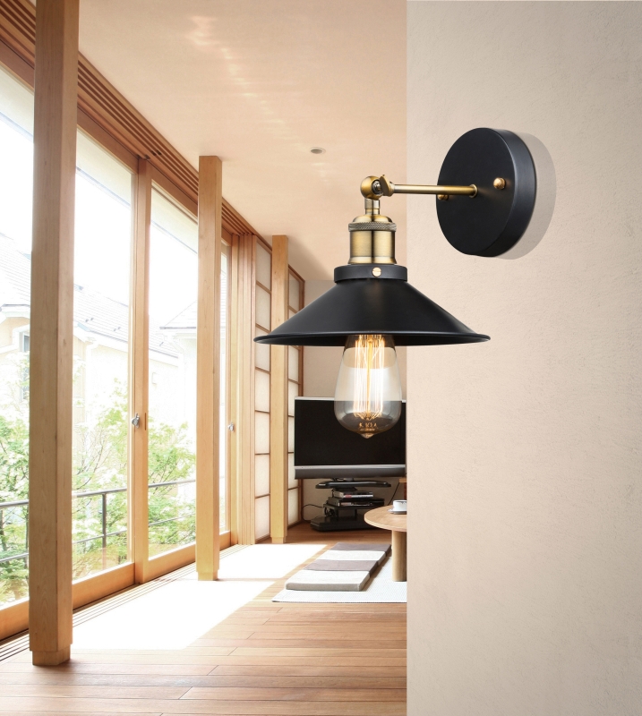 LENIUS nástenné svietidlo čierne/stará mosadz 1xE27/60W