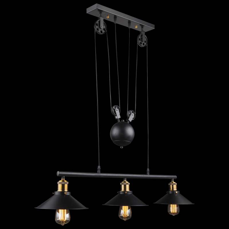 LENIUS závesné svietidlo čierne/stará mosadz 3xE27/60W