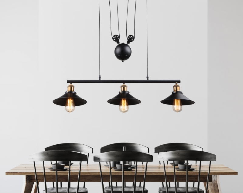 LENIUS závesné svietidlo čierne/stará mosadz 3xE27/60W