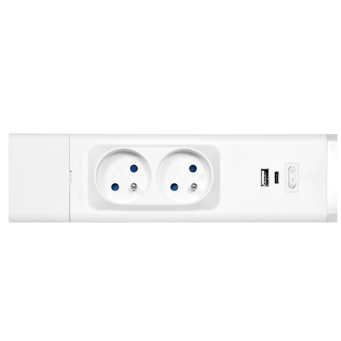 LEON ledkové svietidlo pod linku biele so zásuvkami a USB portami 18W/4000K/60,2 cm