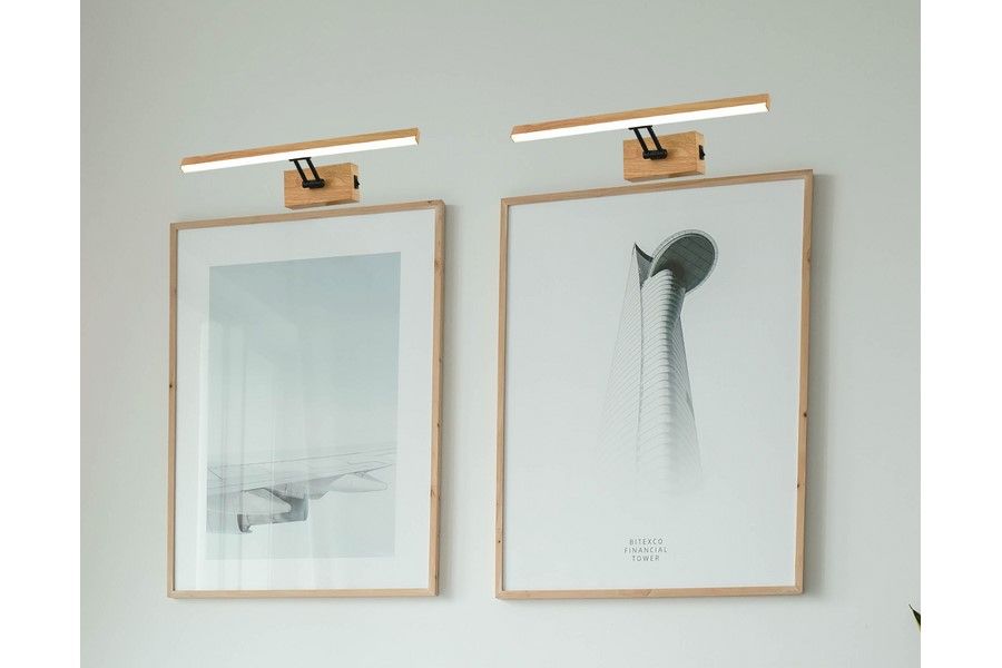 LESTER nástenné svietidlo s vypínačom čierne/imitácia dreva LED/5W/4000K, dĺžka 40cm, IP20