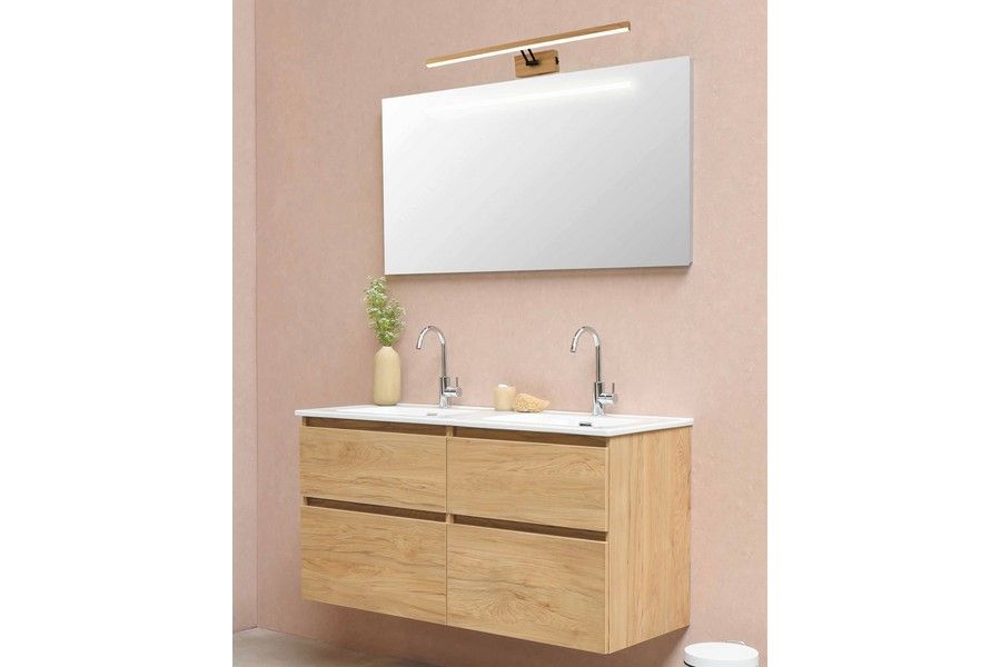 LESTER nástenné svietidlo s vypínačom čierne/imitácia dreva LED/8W/4000K, dĺžka 60cm, IP20